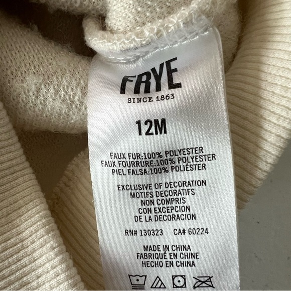 FRYE Hooded Sherpa Fleece Toddlers Fluffy Pullover Ivory Hoodie 12 Months - Picture 7 of 8